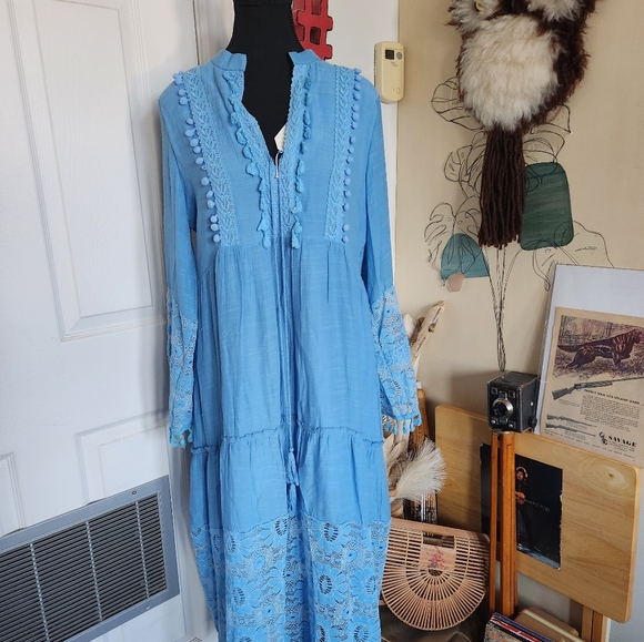 Vintage inspired boho blue hippie dress - Picture 5 of 6